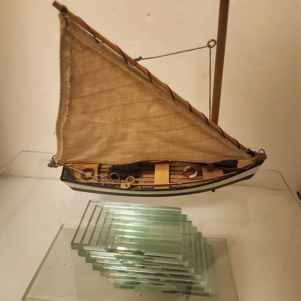 Wooden Sail boat Cloth sail 8 inch mast great detail